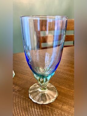 Vintage Bormioli Rocco “Bahia” Blue & Green Goblet- Set of 4